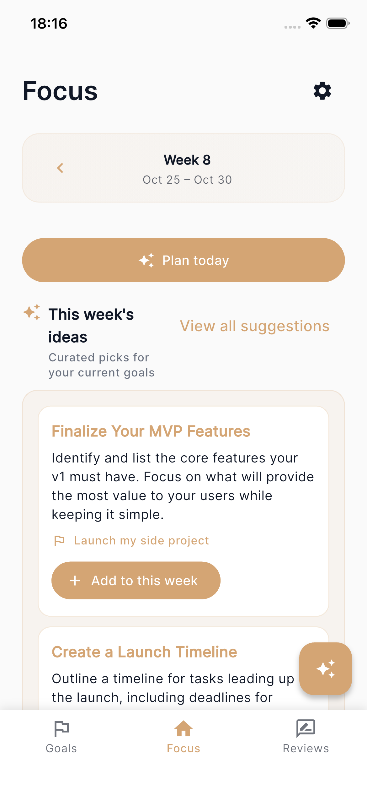 Weekly reflection summary showing achievements and insights.